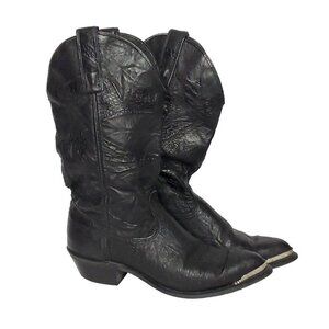 Capezio Womens Leather Western Boots 6.5 M Black Wrinkled Reptile Snake Texture